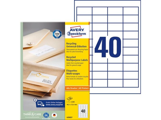 [90269567 1483506] Avery Zweckform Universal-Etiketten LR3657 48.5 x 25.4 mm, 100 Blatt