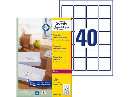 [90269617 1483525] Avery Zweckform Adressetiketten 45.7 x 25.4 mm, 100 Blatt