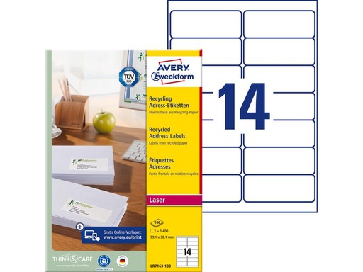 [90269639 1483529] Avery Zweckform Adressetiketten 99.1 x 38.1 mm, 100 Blatt