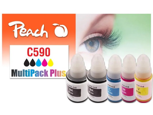 [90269977 1476290] Peach Tinte Canon CISS GI-590 Multi-Pack+ C/M/Y/2x BK