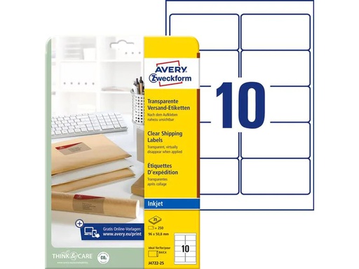 [90269982 1483541] Avery Zweckform Adressetiketten 96 x 50.8 mm, 25 Blatt