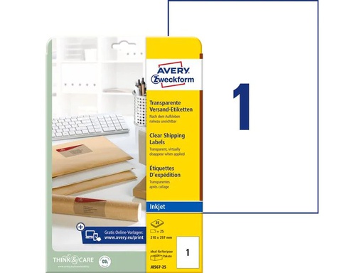 [90270001 1483542] Avery Zweckform Adressetiketten 210 x 297 mm, 25 Blatt