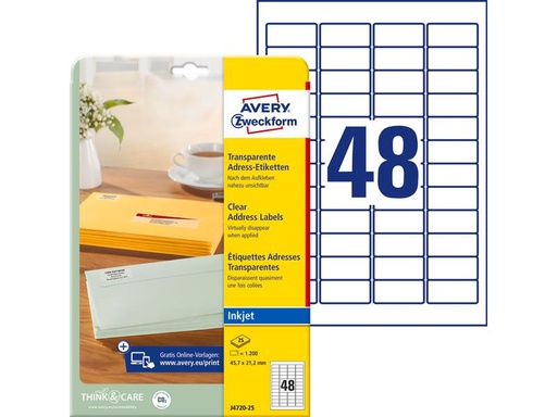 [90270007 1483538] Avery Zweckform Adressetiketten 45.7 x 21.2 mm, 25 Blatt