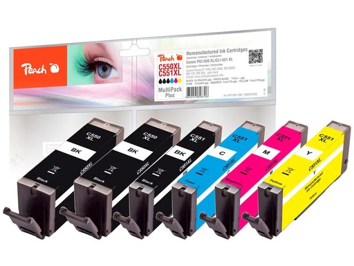 [90270022 1476258] Peach Tinte Canon PGI-550XL/CLI-551XL,Multi-Plus C, M, Y, BK, PHBK