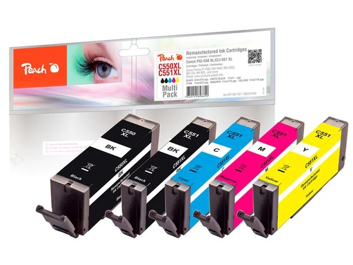 [90270100 1476257] Peach Tinte Canon  PGI-550XL/CLI-551XL,Multi-Pack C, M, Y, BK