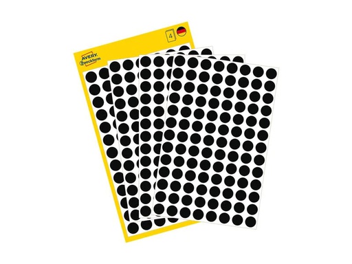 [90270157 1483574] Avery Zweckform Klebepunkte Ø 8 mm, 4 Blatt, Schwarz
