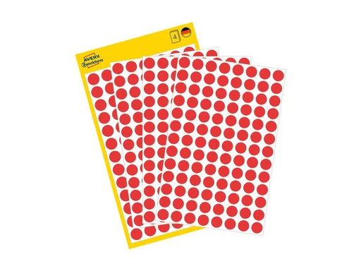 [90270233 1483575] Avery Zweckform Klebepunkte Ø 8 mm, 4 Blatt, Rot