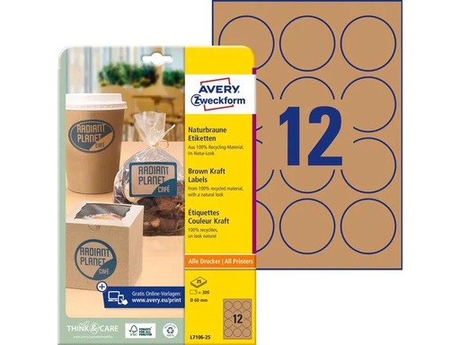 [90270329 1483573] Avery Zweckform Runde Etiketten Ø 60 mm, 25 Blatt