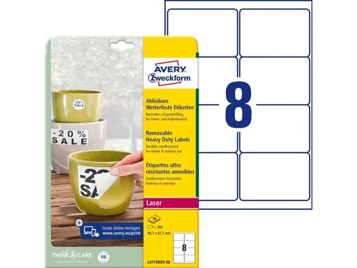 [90270352 1483582] Avery Zweckform Vielzweck-Etiketten 99.1 x 67.7 mm, 20 Blatt
