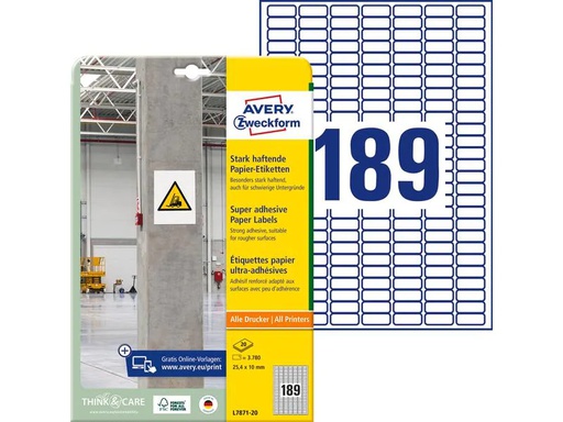 [90270393 1483578] Avery Zweckform Vielzweck-Etiketten 25.4 x 10 mm, 20 Blatt