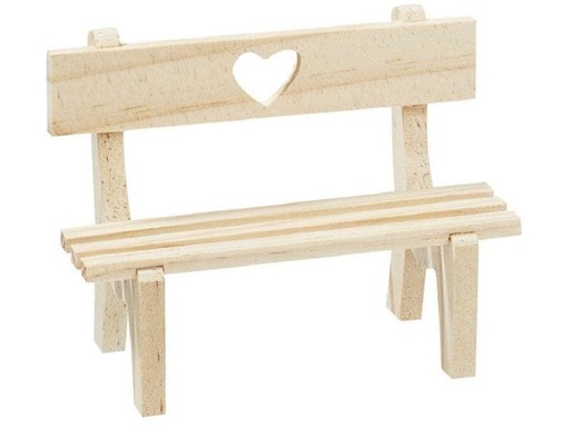 [90270572 1476724] HobbyFun Mini-Utensilien Holzbank mit Herz, Natur