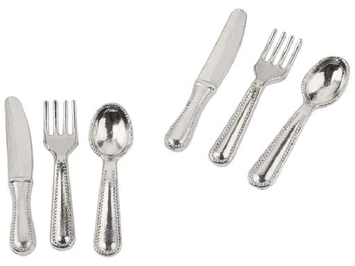 [90270678 1476759] HobbyFun Mini-Utensilien Besteck 12-teilig Silber