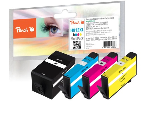 [90270684 1476285] Peach Tinte HP Nr. 912XL Multi-Pack C, M, Y, BK