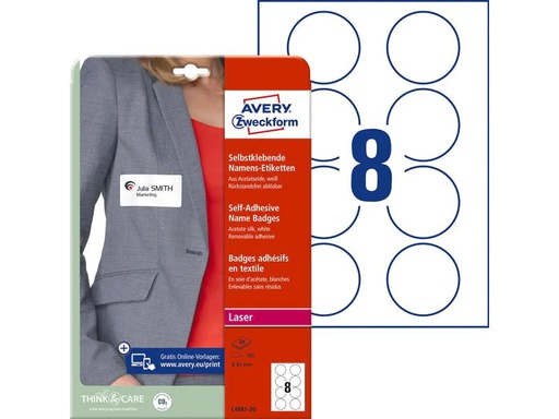 [90271378 1483591] Avery Zweckform Namensetiketten Ø 65 mm, 20 Blatt