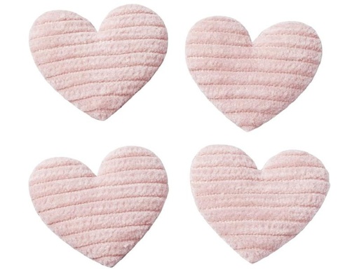 [90271681 1476858] HobbyFun Mini-Utensilien Stoff Herz 4 Stück, Rosa