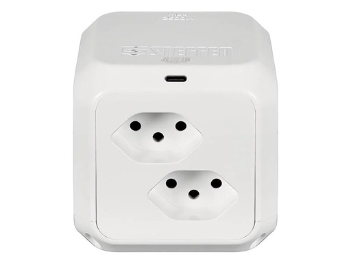 [90271693 1491415] STEFFEN Steckdosenwürfel CUBE 8x T13 + 1x USB-C PD 18 W, Weiss