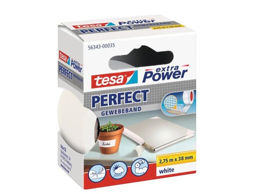 [90000441 339041] tesa Klebeband extra Power Perfect 38 mm x 2.75 m, Weiss