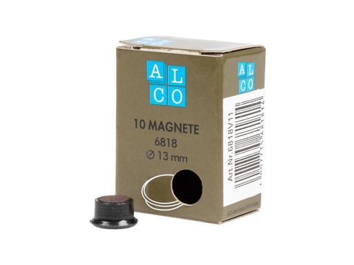 [90271796 1401175] Alco Hakenmagnet Ø 13 mm, 10 Stück, Schwarz