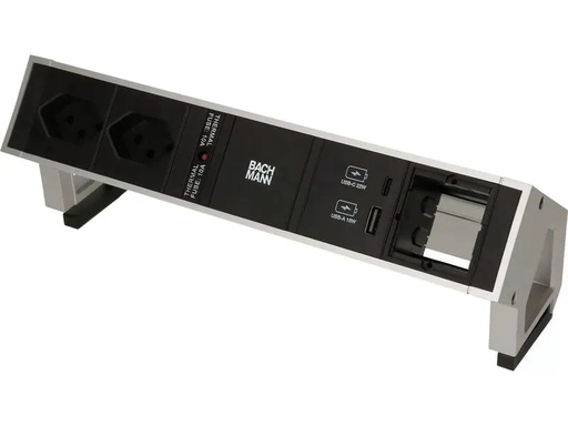 [90272157 1454130] Bachmann Tischsteckdosenleiste DESK 2, 2x T13, 1x USB A/C, 1x Leer