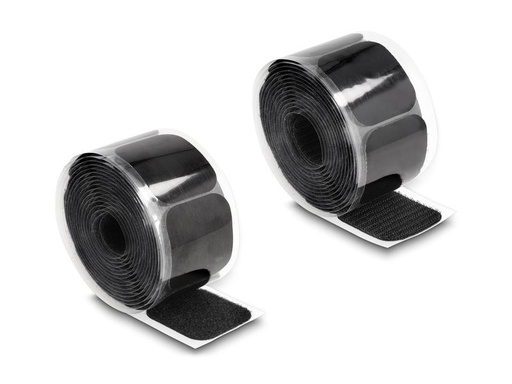 [90272467 1503810] Delock Klettpad auf Rolle selbstklebend Schwarz, 3 m