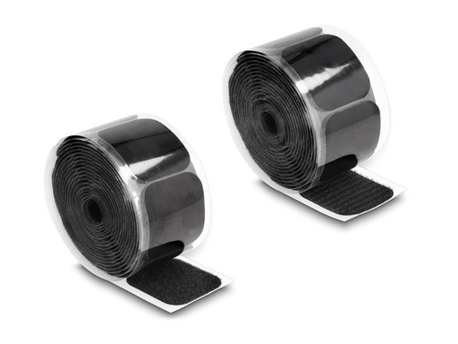 [90272496 1503809] Delock Klettpad auf Rolle selbstklebend Schwarz, 5 m