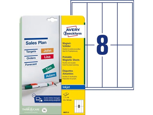 [90272691 1483589] Avery Zweckform Magnet-Schilder 50 x 140 mm, 5 Blatt