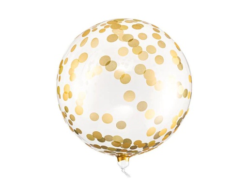 [90272698 1473173] Partydeco Folienballon Gold/Transparent, mit goldenen Konfettis