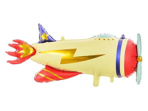 [90272919 1330463] Partydeco Folienballon Flugzeug 91 x 39 cm, Mehrfarbig