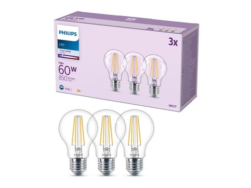 [90273991 1467184] Philips Lampe LED classic 60W A60 E27 CW CLND 3CT/4 EC Neutralweiss