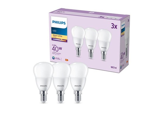 [90274194 1467180] Philips Lampe LED 40W P45 E14 WW FR ND 3CT/8 EC Warmweiss