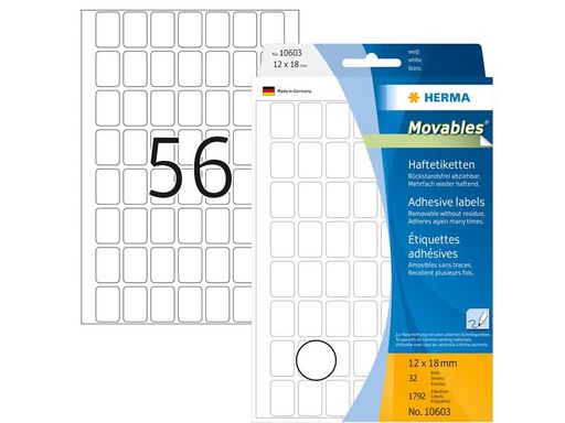 [90274323 1484049] HERMA Vielzweck-Etiketten 12 x 18 mm, 32 Blatt