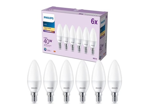 [90274344 1467176] Philips Lampe LED 40W B35 E14 WW FR ND 3CT/6 EC Warmweiss