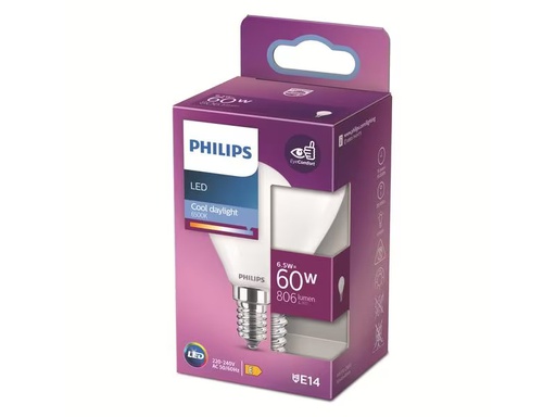 [90274387 1467208] Philips Lampe LEDcla60W E14 CDL P45 FR ND SRT4