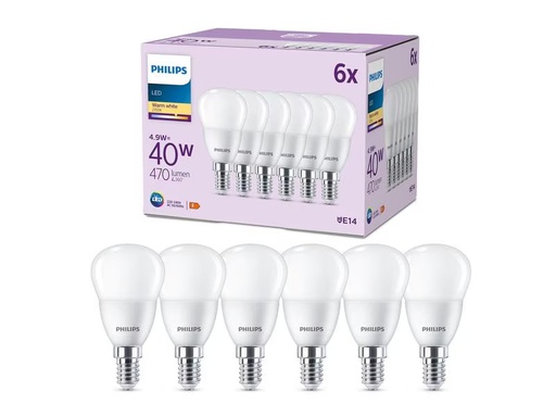 [90274469 1467181] Philips Lampe LED 40W P45 E14 WW FR ND 6CT/4 EC Warmweiss