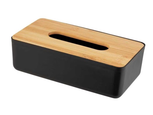 [90274492 1459197] Wenko Kosmetiktuchbox Rotello Nature/Schwarz, Bambus/Kunststoff