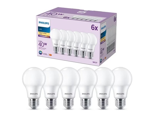 [90274501 1467175] Philips Lampe LED 40W A60 E27 WW FR ND 6CT/6 EC Warmweiss