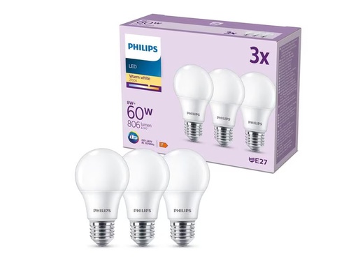 [90274526 1467182] Philips Lampe LED 60W A60 E27 WW FR ND 3CT/6 EC Warmweiss
