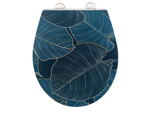 [90274565 1459163] Wenko Toilettensitz Big Leaves Absenkautomatik, Blau/Grün