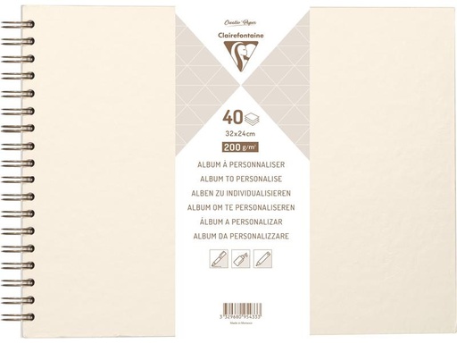 [90274593 1500927] Clairefontaine Fotoalbum DIY 32 x 24 cm, Blanko, Elfenbein