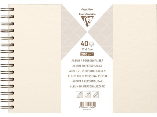 [90274664 1500928] Clairefontaine Fotoalbum DIY 27 x 20 cm, Blanko, Elfenbein