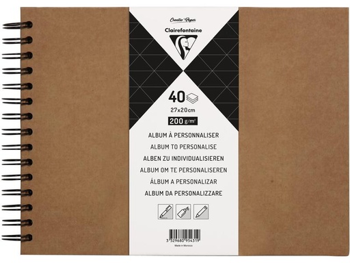 [90274741 1500925] Clairefontaine Fotoalbum DIY 27 x 20 cm, Blanko, Braun