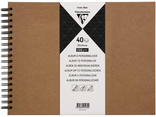 [90274785 1500924] Clairefontaine Fotoalbum DIY 32 x 24 cm, Blanko, Braun