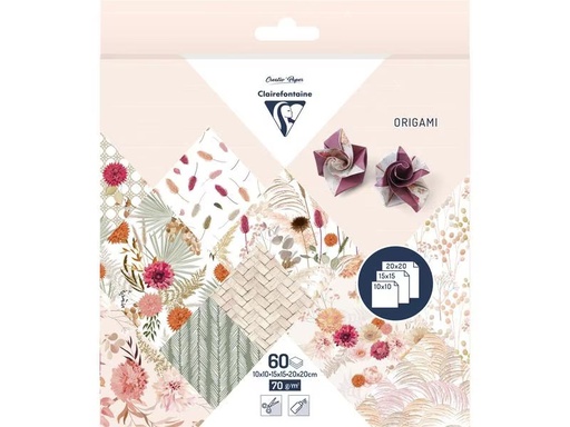 [90275006 1500940] Clairefontaine Faltblätter Origami Trockenblumen 70 g/m², 60 Blatt