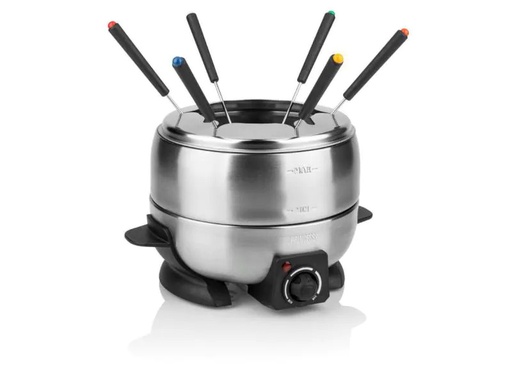 [90046991 785660] Princess Fondue-Set All-in-One 800 Watt 7 Teile, Schwarz/Silber