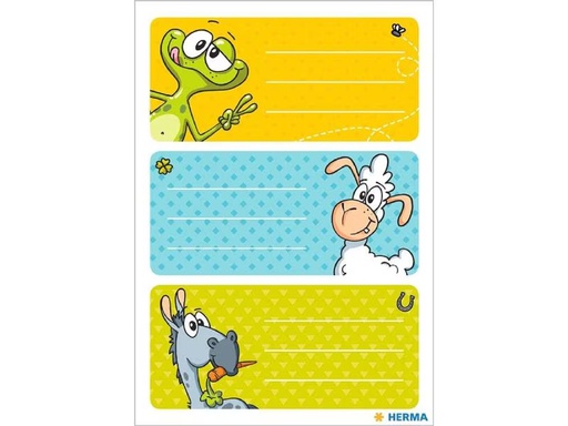 [90275498 1503310] Herma Stickers Schuletiketten Witzfiguren 9 Etiketten, 3 Blatt