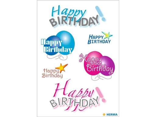 [90275581 1503330] Herma Stickers Motivsticker Happy Birthday, 3 Blatt