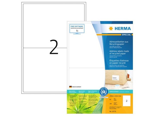 [90275632 1496698] HERMA Universal-Etiketten 199.6 x 143.5 mm, 80 Blatt