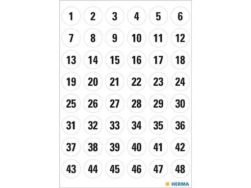 [90275734 1503337] Herma Stickers Zahlensticker Zahlenserien 1-240, 12, 5 Blatt