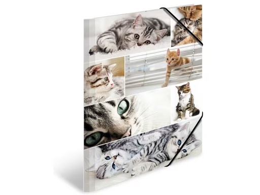[90275769 1503249] HERMA Gummibandmappe A3 Katzen, Karton, mit Innendruck