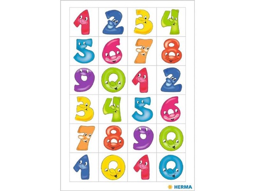 [90275772 1503347] Herma Stickers Zahlensticker Lustige Zahlen 0 - 9, 20 x 50, 2 Blatt